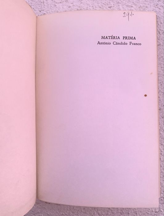 "Matéria Prima, António Cândido Franco" 1986