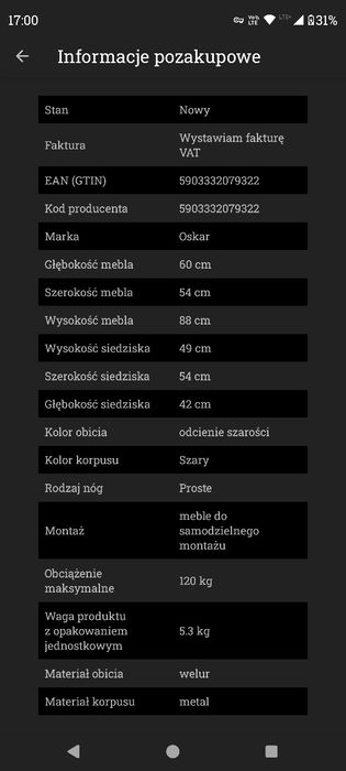 Krzesła 6 sztuk komplet jak nowe