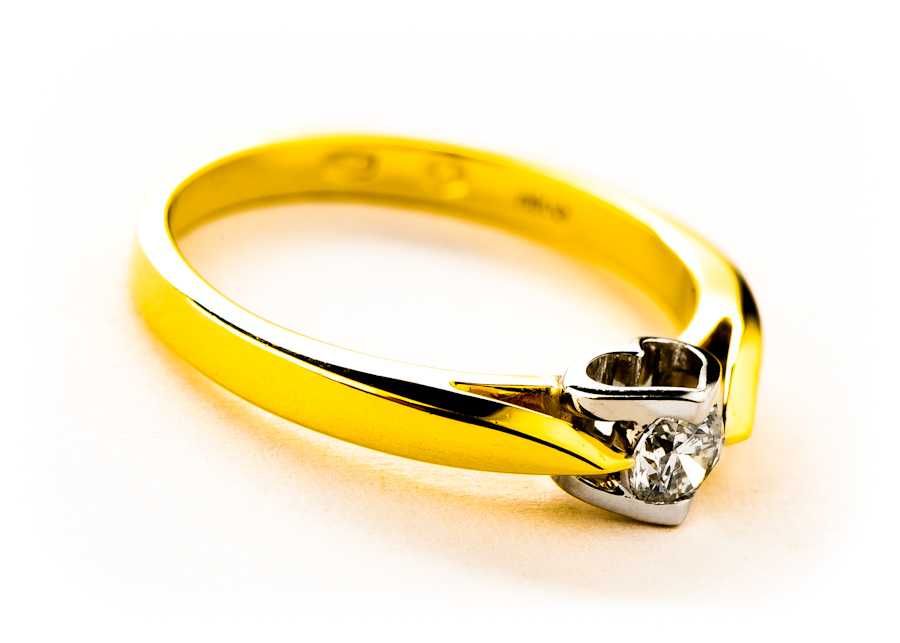 Złoty Pierścionek - DIAMENT 0,15ct - 14K - 2,14g - BRIJU - AMAZING