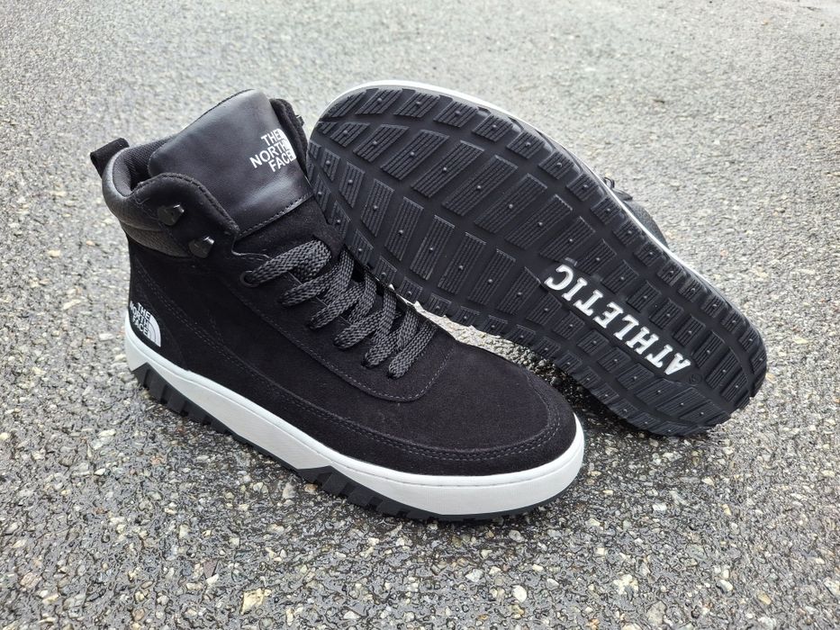Мужские зимние кожаные прошитые кроссовки на молнии замке NORTH FACE