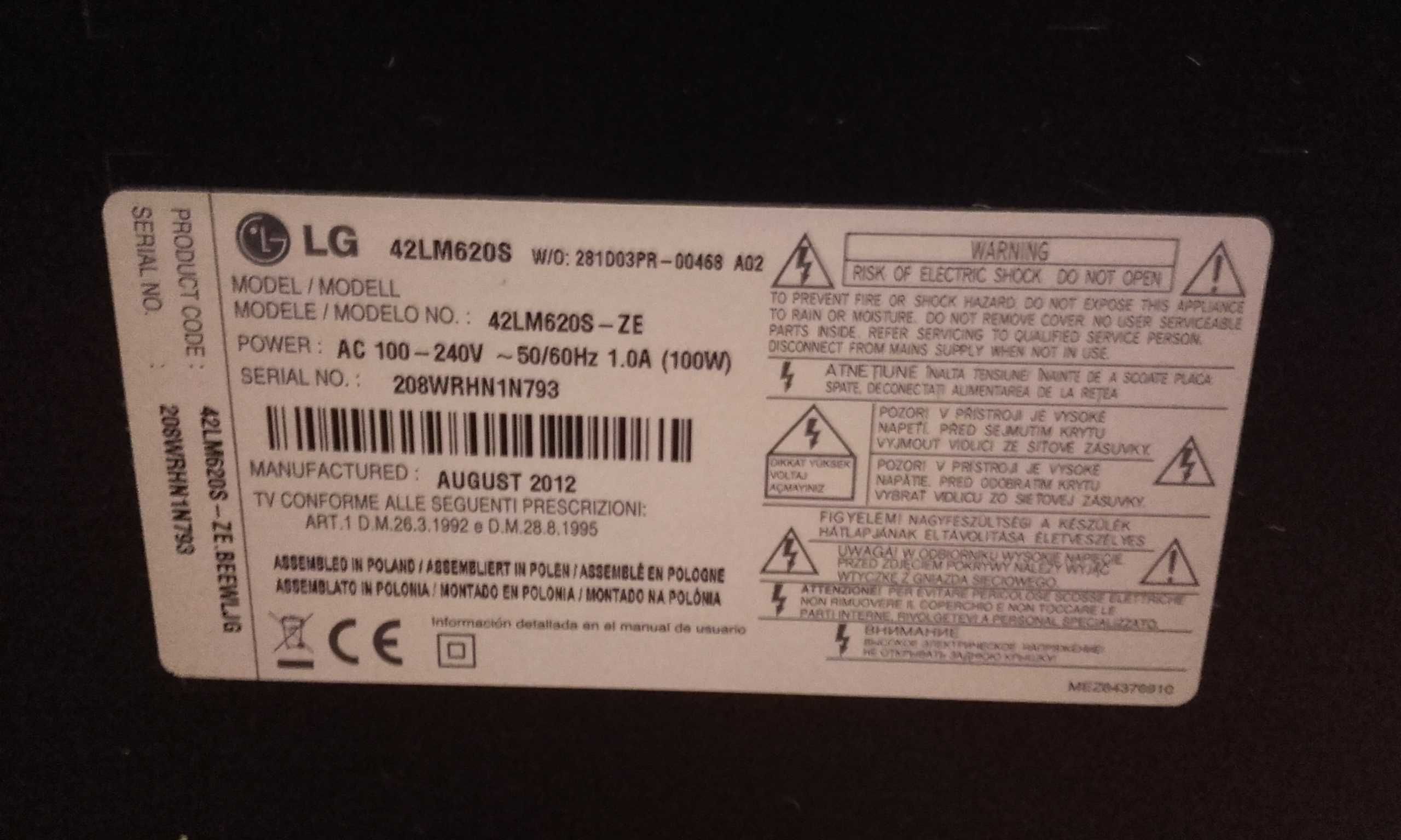 telewizor LG 42LM 620S-Ze