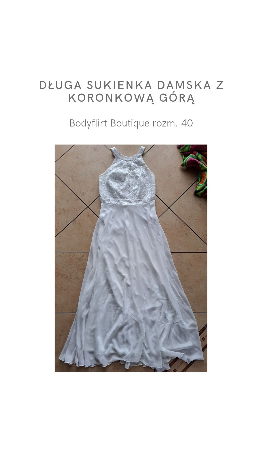 Długa sukienka damska z koronkową górą Bodyflirt Boutique rozm. 40