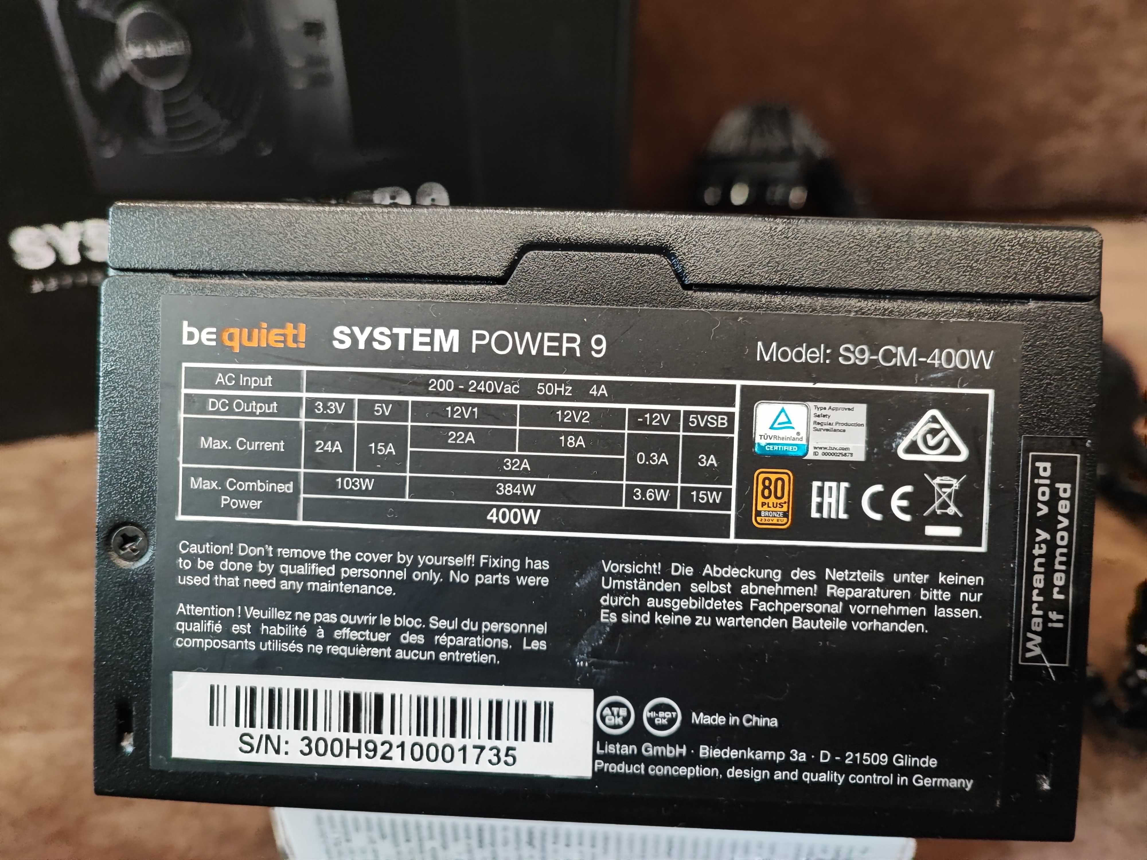 Zasilacz Be Quiet System Power 9 400W