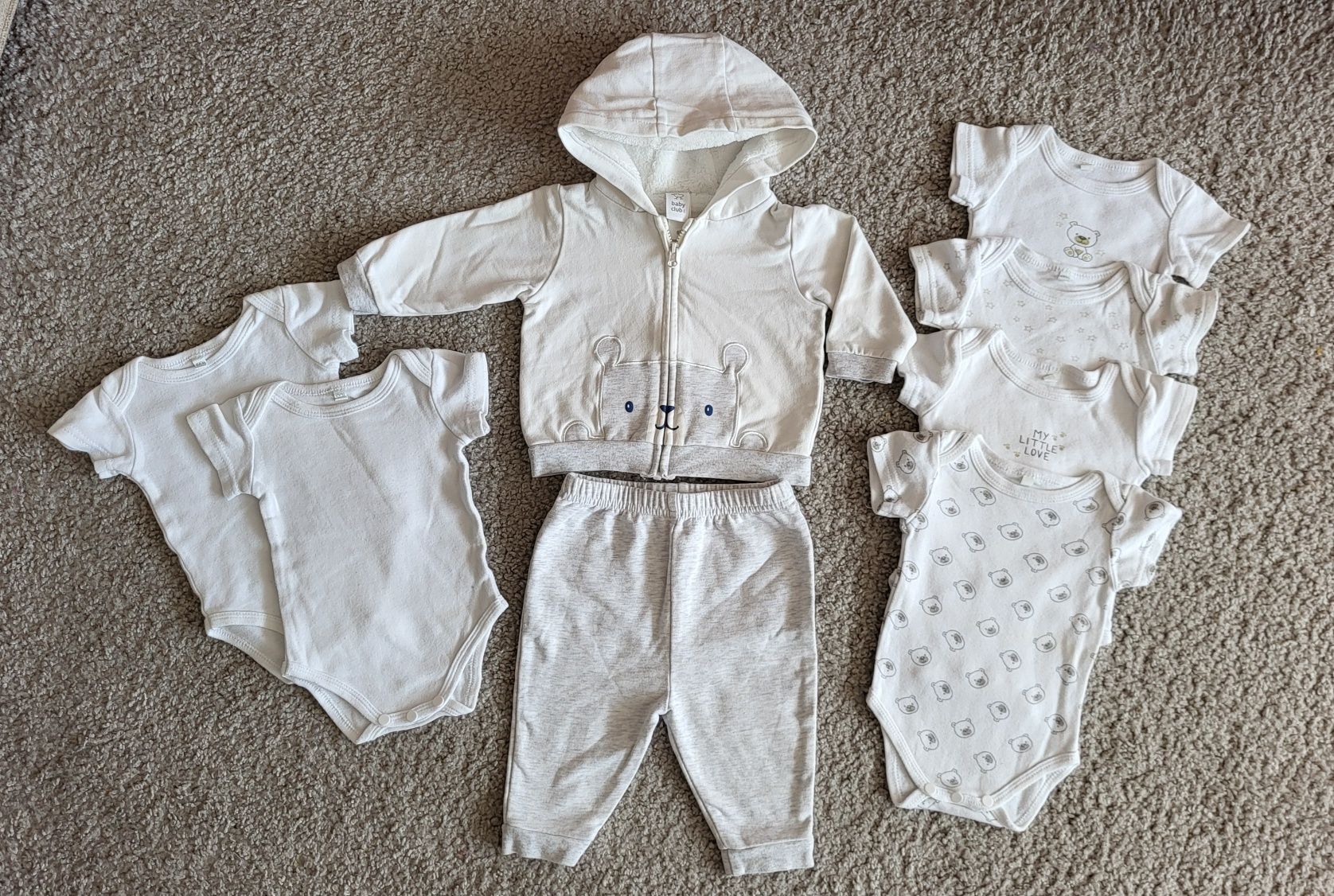 62 zestaw paczka dres dresik body bodziaki c&a miś
