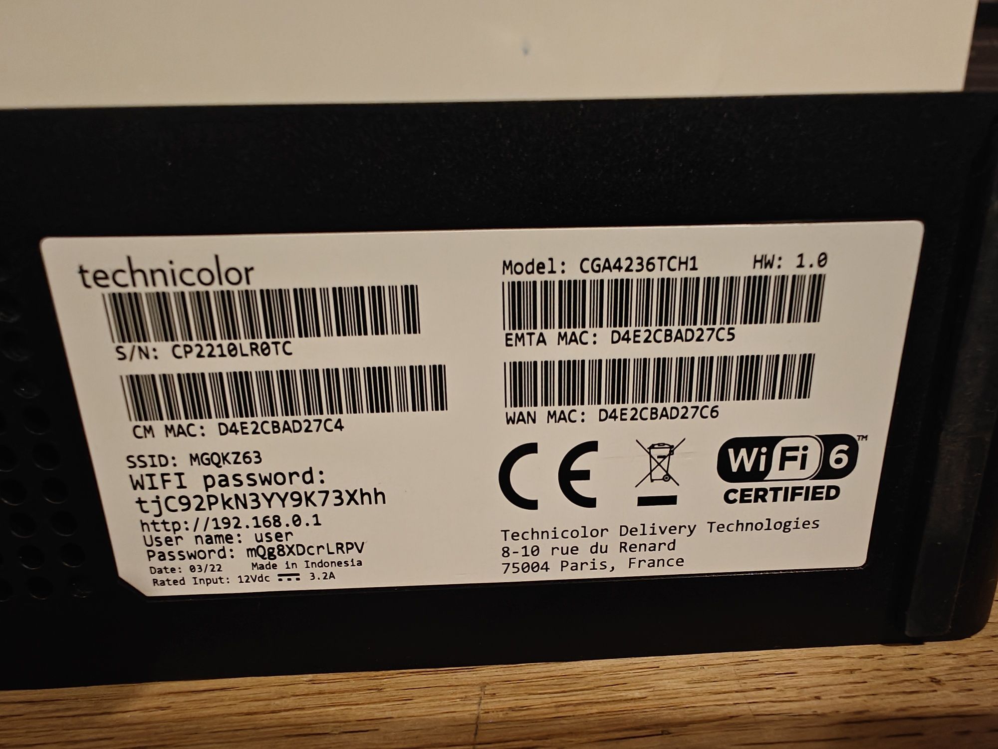 Router Wifi Technicolor CGA4236 internet kablowy
