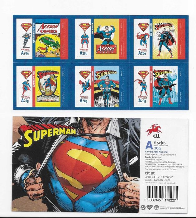 SUPER HOMEM ACTION COMICS - Serie CTT 6 Selos auto adesivos - 2025