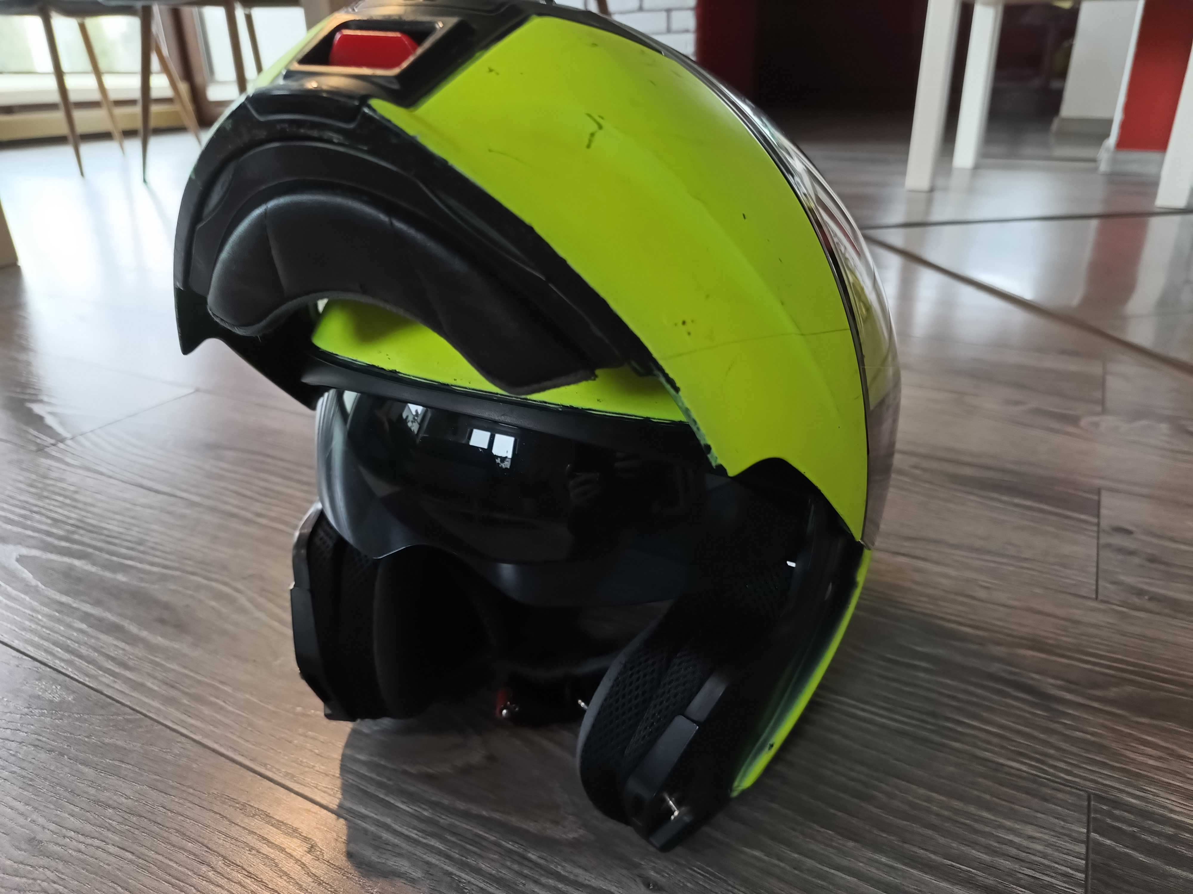 Kask motocyklowy Ozone XL fluo szczękowy blenda