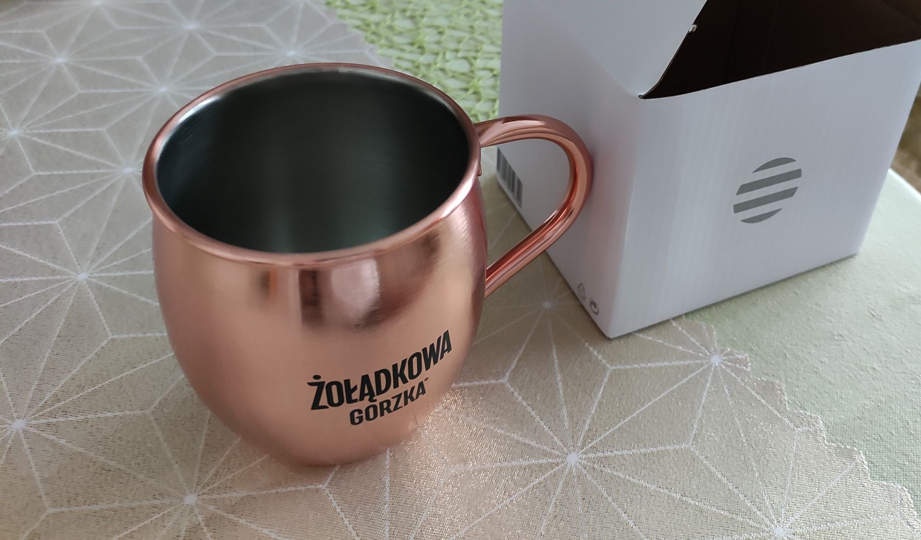 Kubek, kufel retro Żołądkowa miedziany do grzańca
