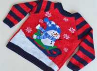świąteczny sweter Bałwanek GEORGE 98-104cm 3-4 r.ż