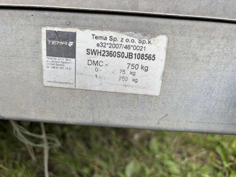 Przyczepa lekka DMC 750  , stelaz i plandeka gratis