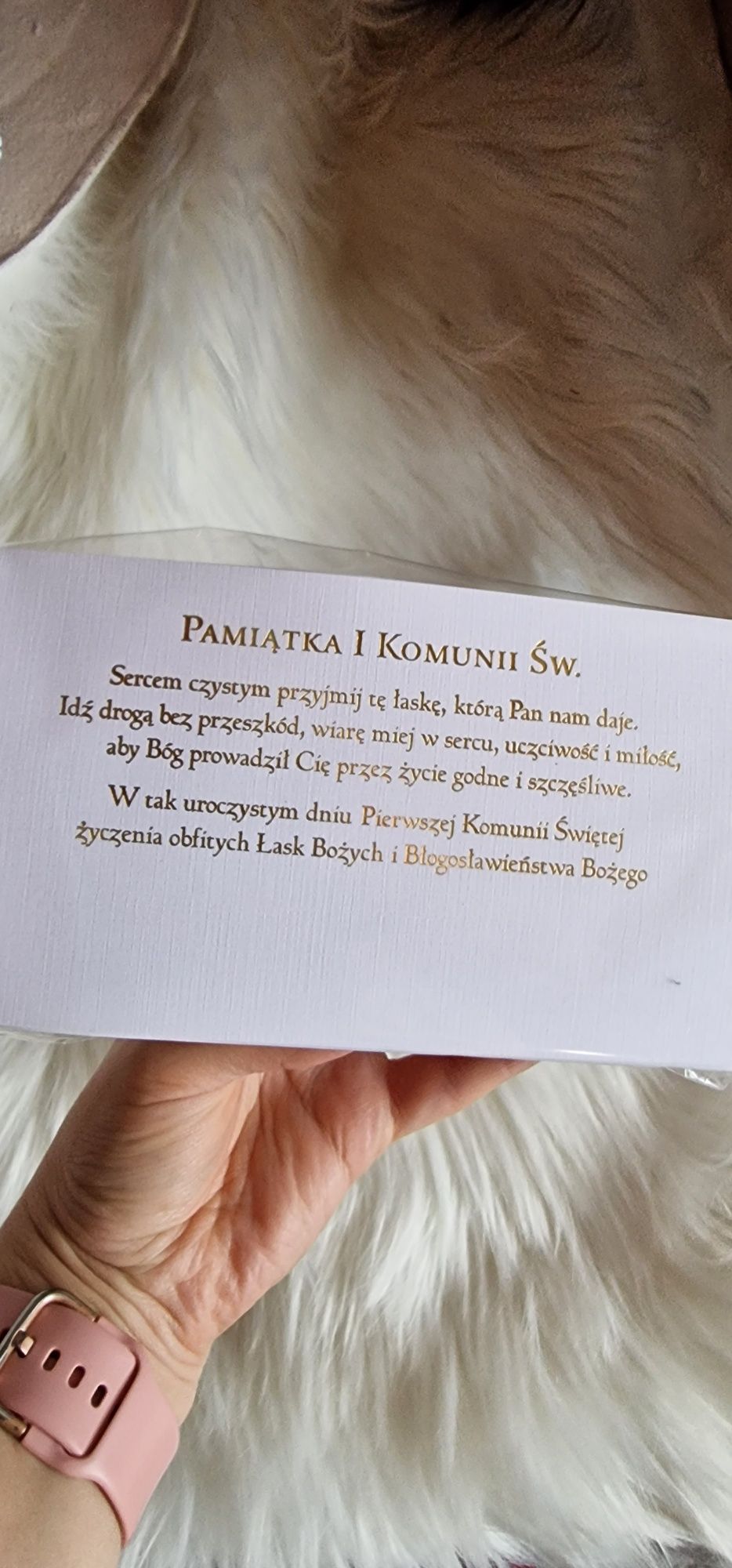 Karnet komunijny kielich sklejka hostia promyki