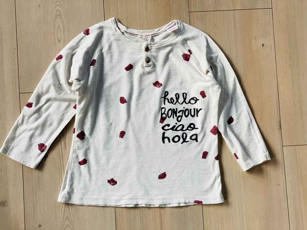Zara longsleeve bluzka 104 typu henley z guzikami mini rodini next