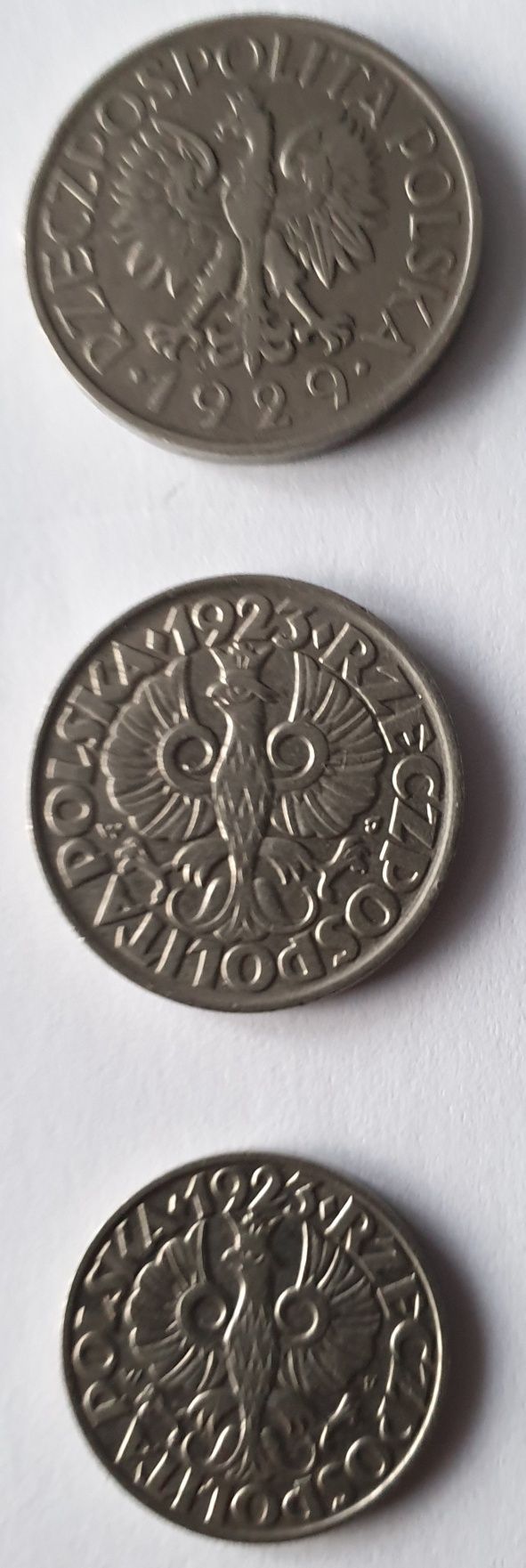 Monety stare 1 zł z 1929r i 50 gr, 20 gr z 1923 rok