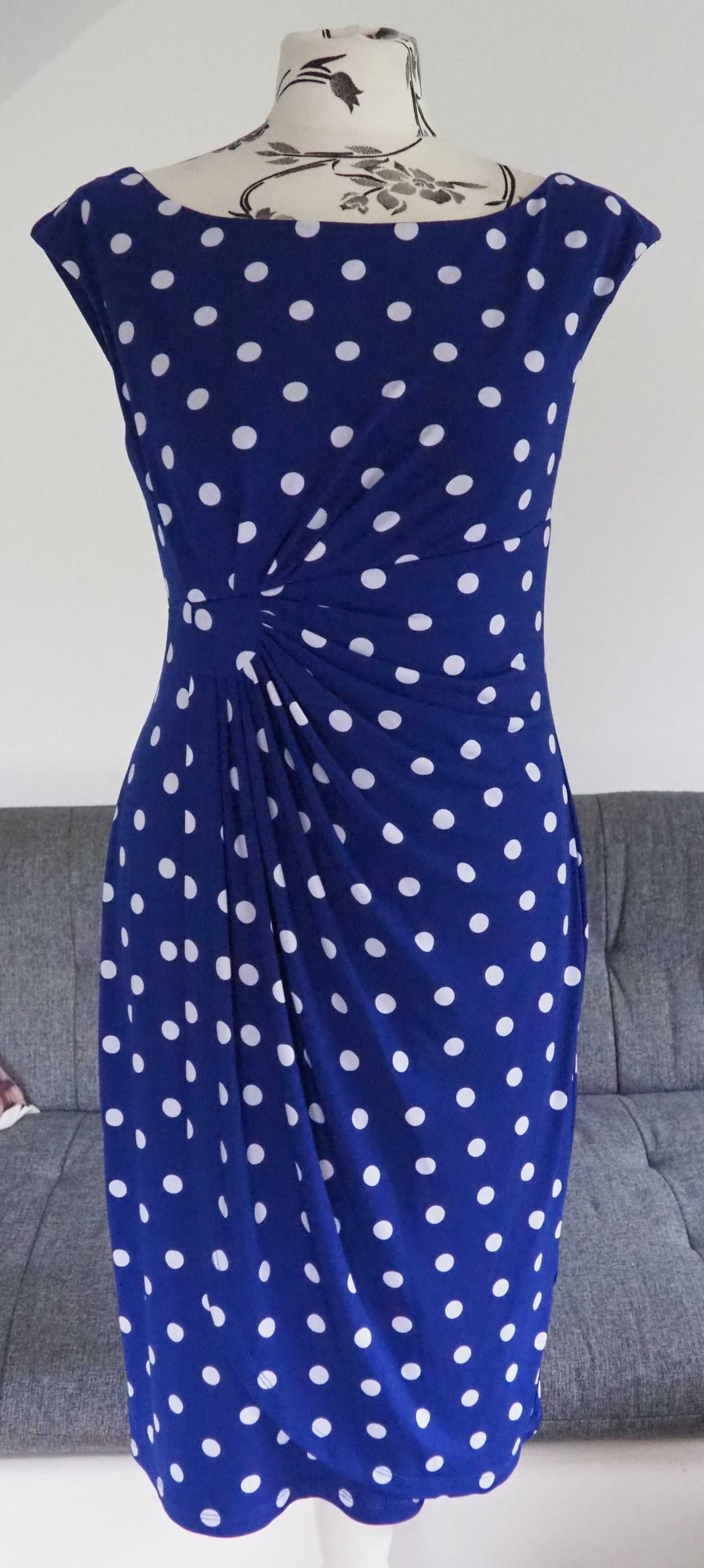 Connected Apparel_polka dot blue dress_rozmiar S/M