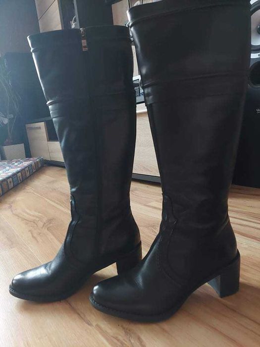 Buty kozaki skórzane