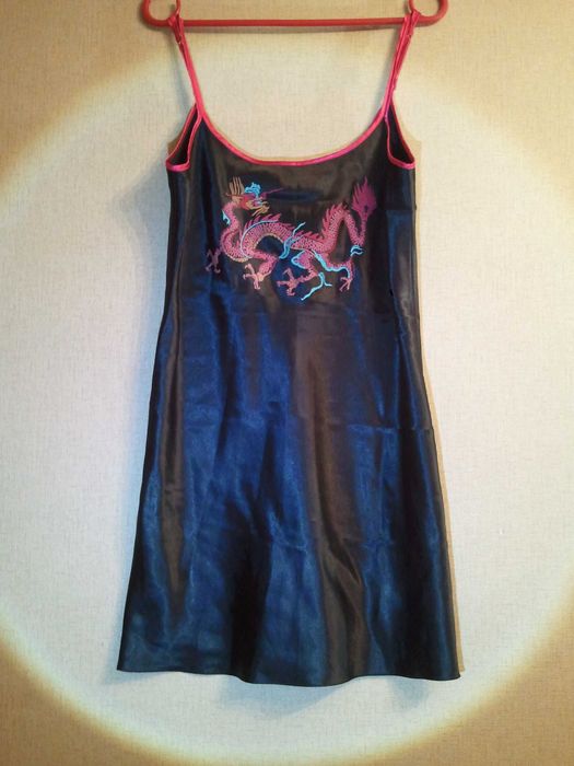 Комбинация Дракон чёрный атлас пеньюар бренд hunkemoller