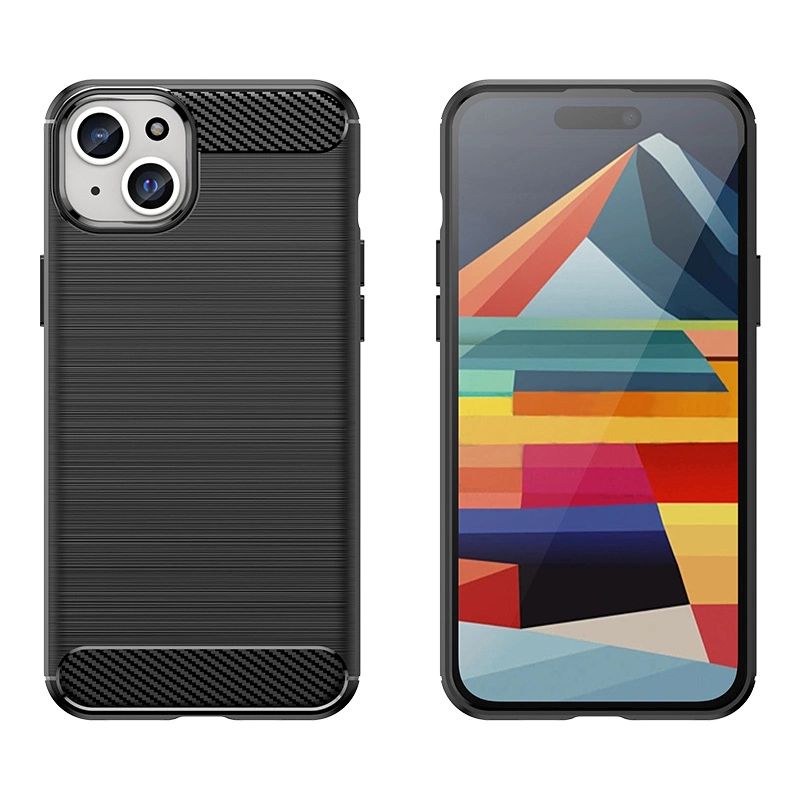 Elastyczne Etui Wzór Karbon Do Iphone 15 Plus Carbon Case - Czarne