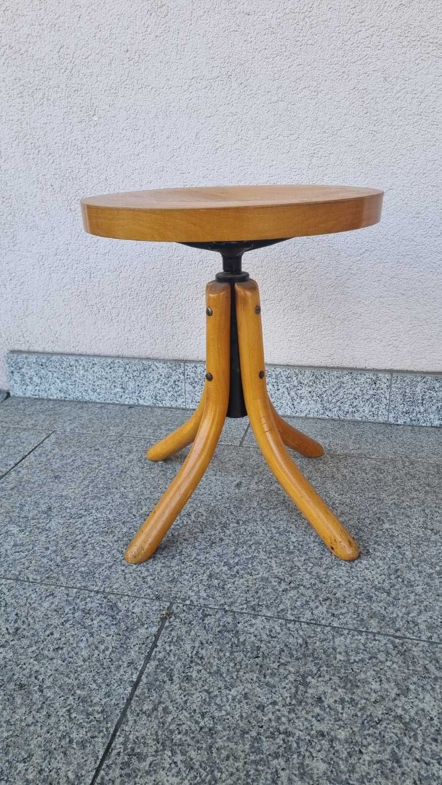 Taboret krzesło gięte do pianina obrotowe Ton Czechosłowacja PRL