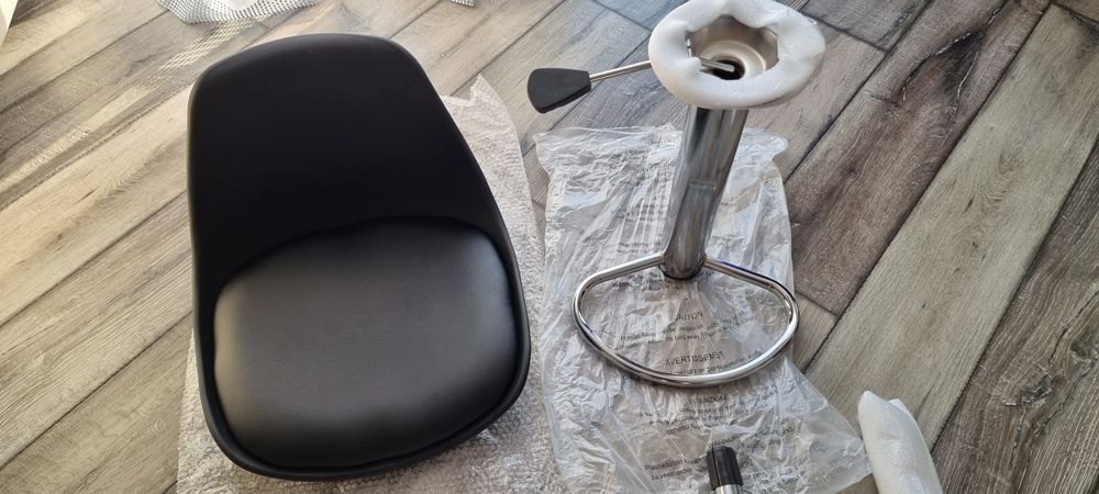 Hoker Barowy Obrotowy Regulowany Krzesło Bar Fotel Kuchenny Loft Czarn