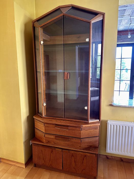 Vintage witryna z przeszkolnymi drzwiczkami z zestawu