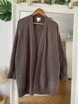H&M sweter kardigan brązowy melanż długi wełna wool oversize S 36