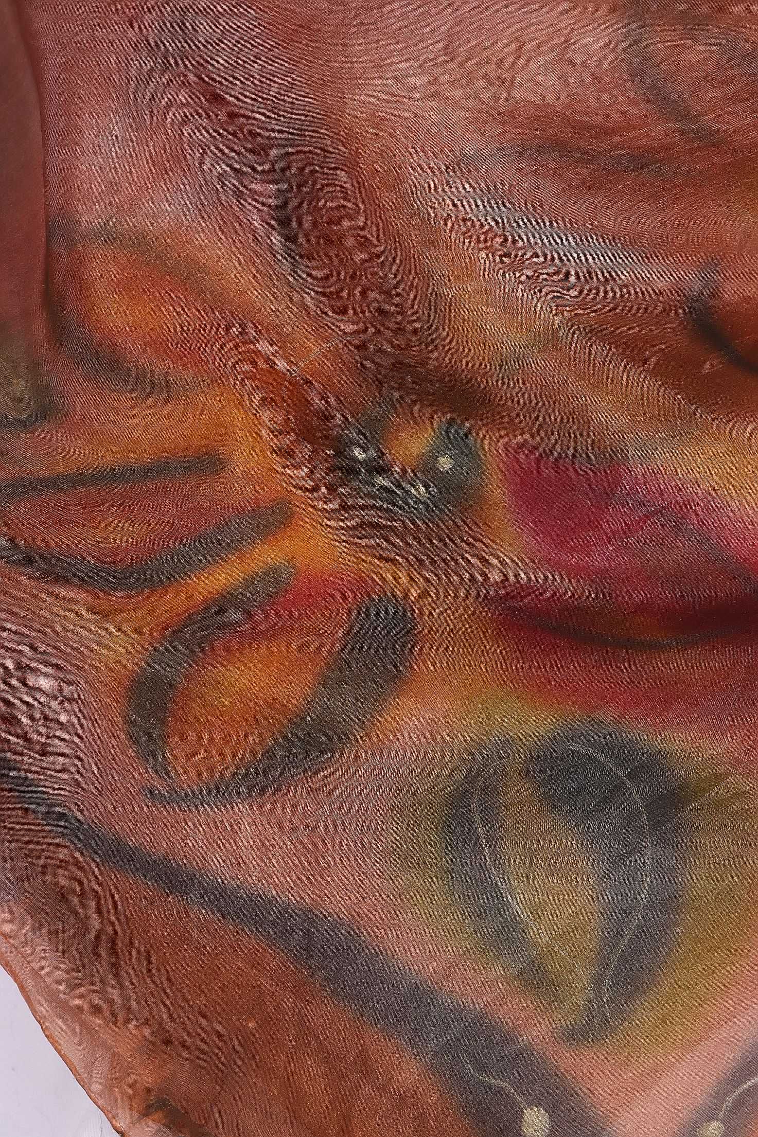 B-6135 IDEEN SEIDE jedwabna chusta apaszka malowana mgiełka silk 89x86