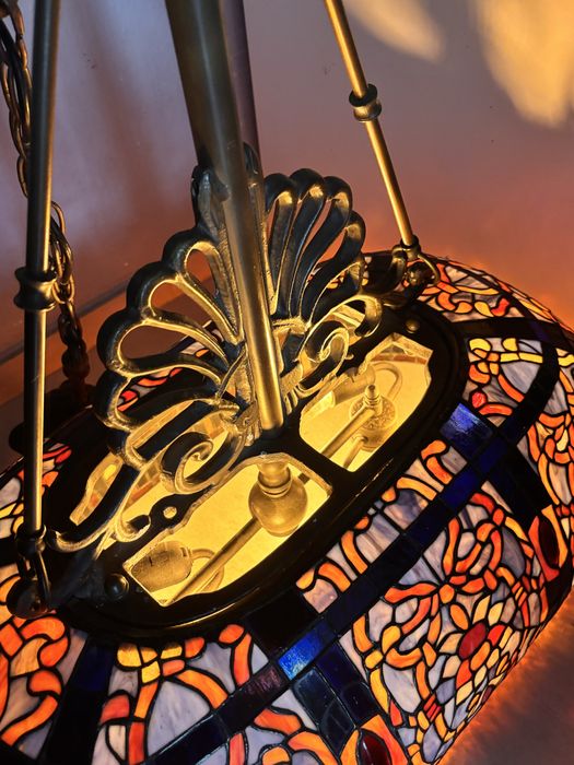 Lampa wisząca witrażowa w stylu Tiffany Śliczna Unikat