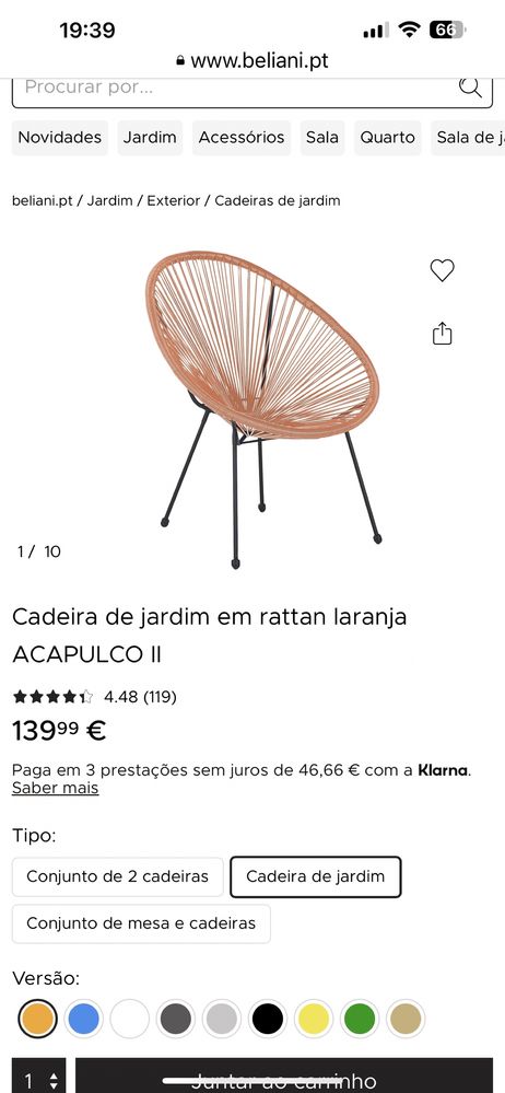 Cadeira nova coral