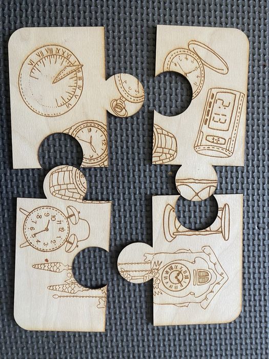 Drewniane puzzle układanka zegar zegarki