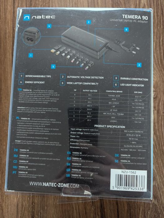 Uniwersalny zasilacz do laptopa Temera 90W