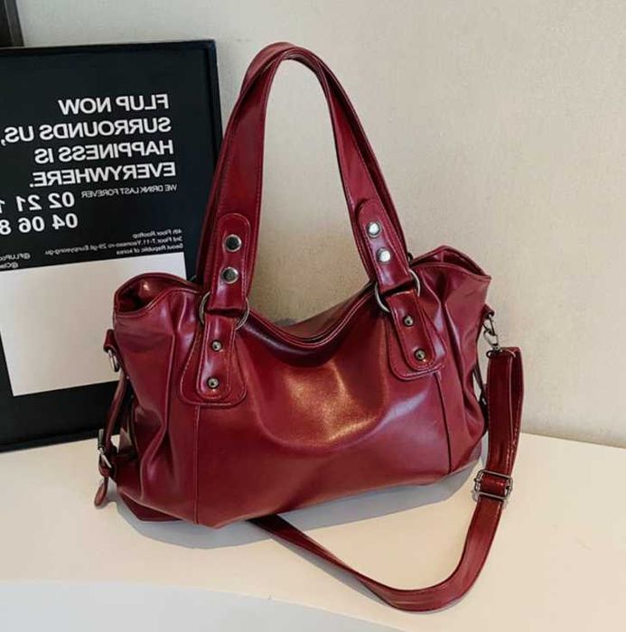 !OKAZJA! Nowa burgundowa torebka podróżna duża elegancka na laptopa