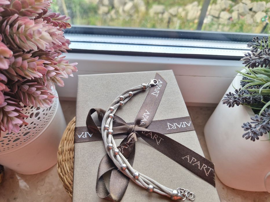 Nowa bransoletka Srebrna Apart szeroka solidna lancuch kulki kuleczki