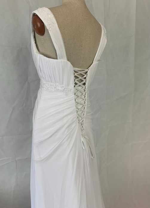 Prosta nowa suknia ślubna 40/42 L/XL Empire gorset cywilny poprawiny