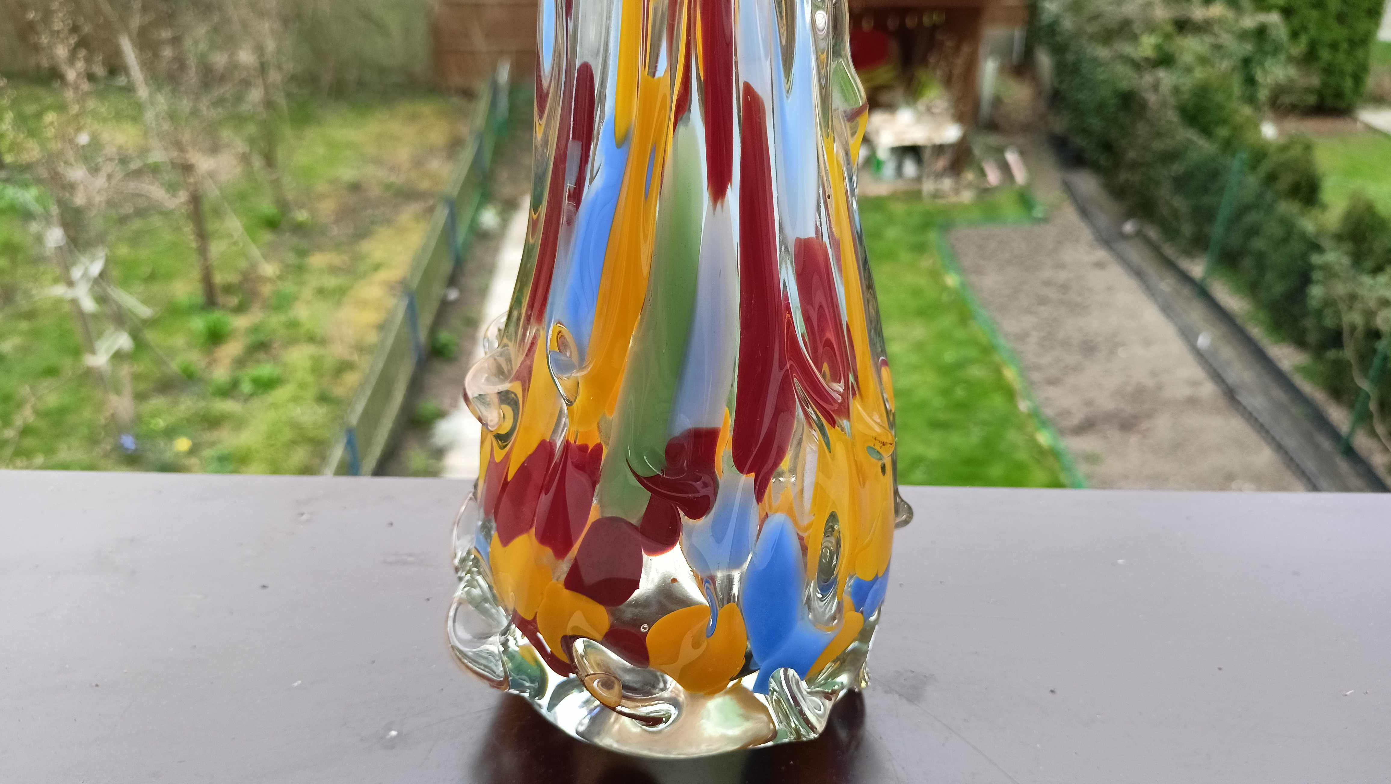 Wazon sękacz PRL, typ murano, ciężki, 31 cm
