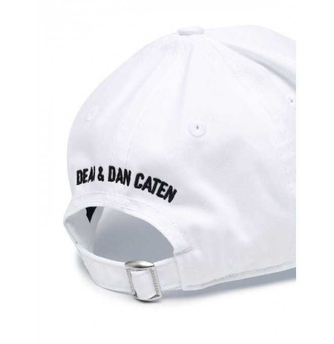 DSQUARED2 ICON włoska czapka z daszkiem WHITE