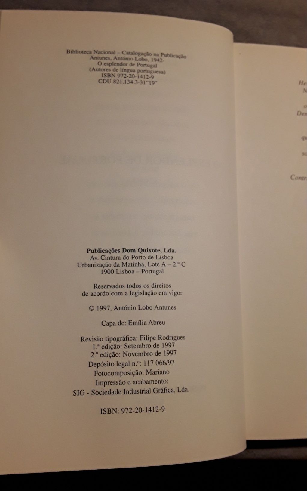 Livro: O Esplendor de Portugal, de António Lobo Antunes, como novo!