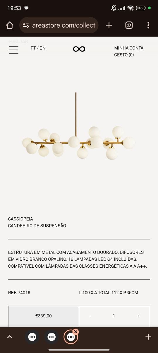Candeeiro Cassiopeia AREA