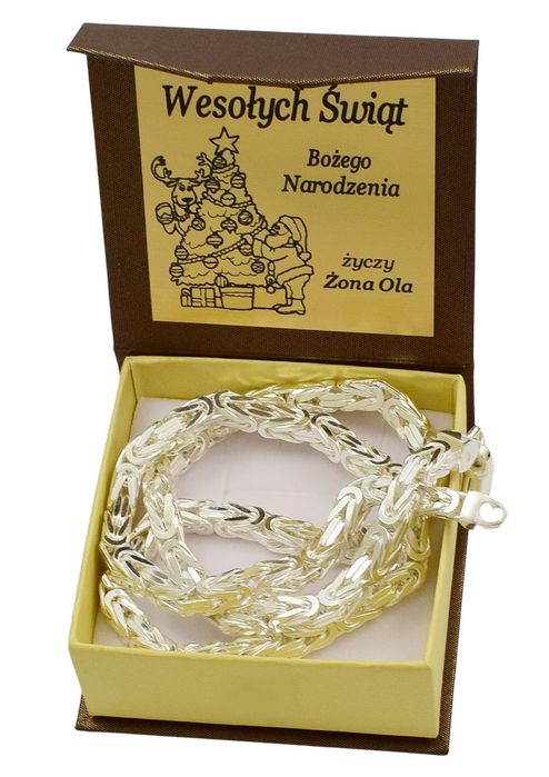 Srebrny Łańcuszek Splot Królewski Pełny 5,50 mm pr 925 Grawer Gratis