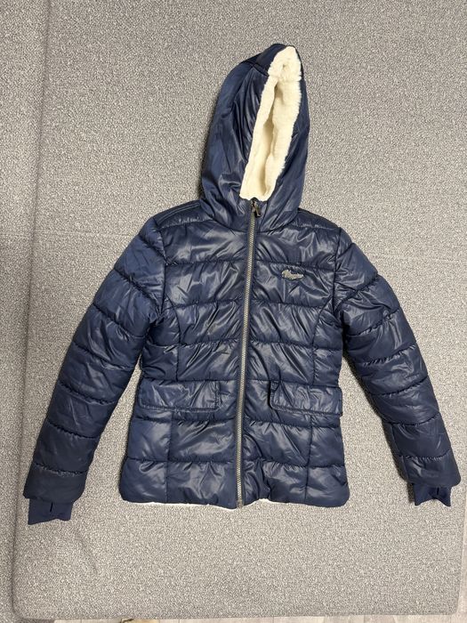 Зимова куртка розмір 140 синя з хутром