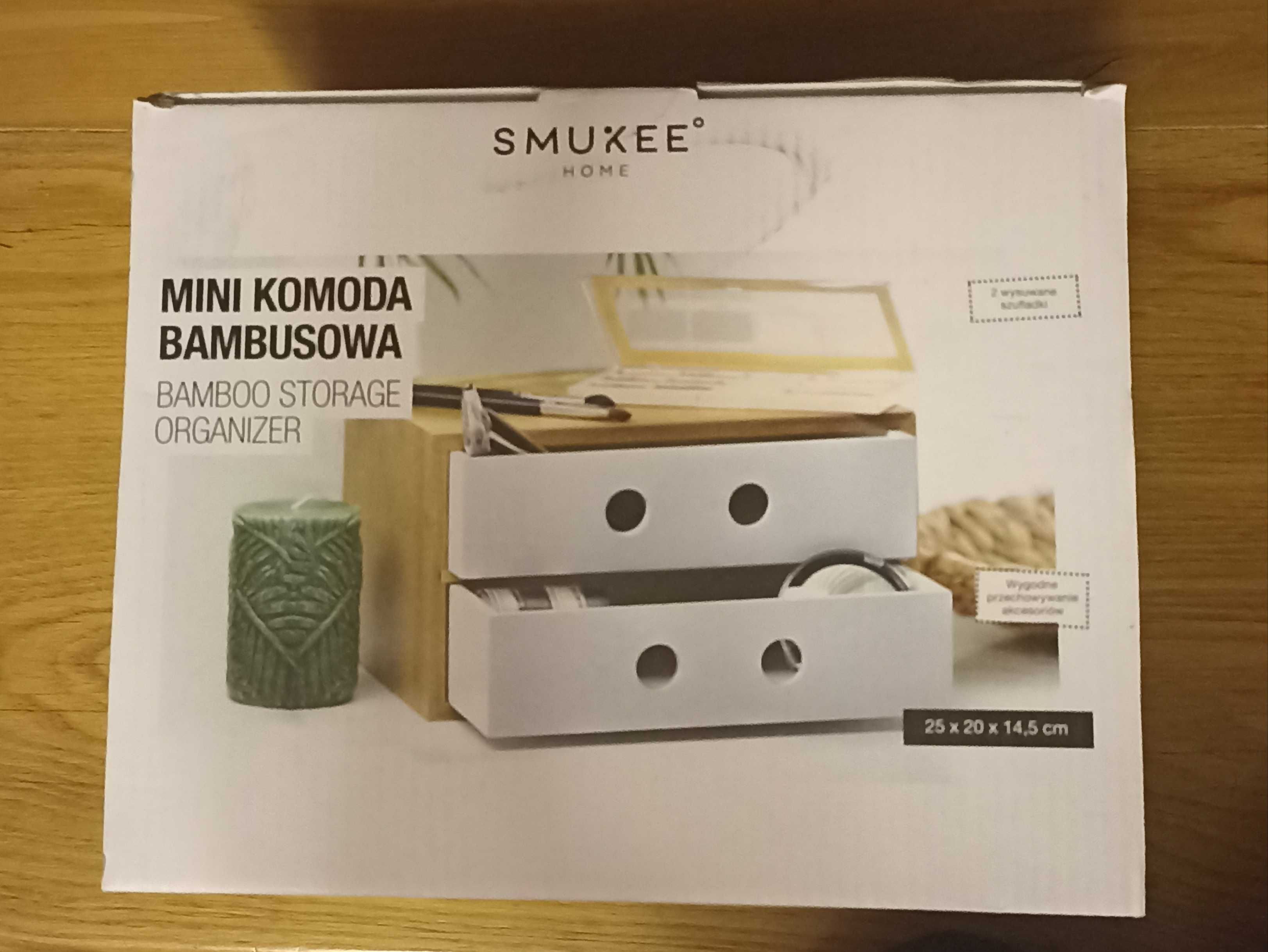 Mini komoda Bambusowa organizer na dwie szuflady poziome