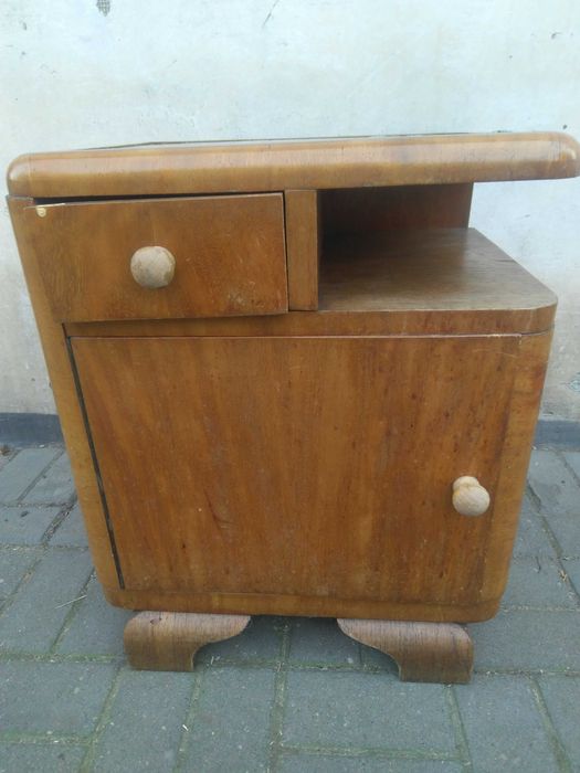 Stolik nocny, szafka nocna, komplet, 2 sztuki, stylizowana, PRL