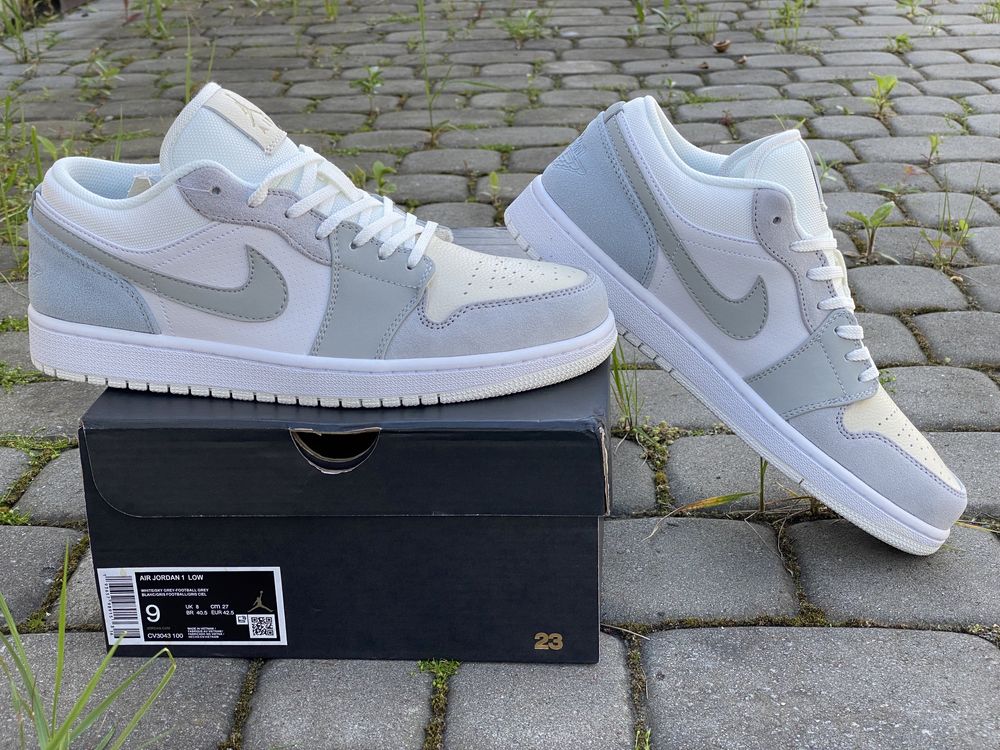 Кроссовки Nike Air Jordan 1 Low Paris White Sky Grey Джорданы светлые