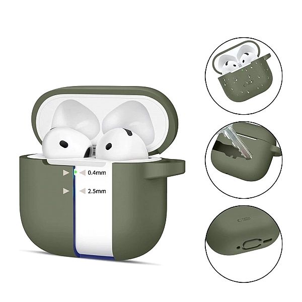 Etui Tech-Protect Silicone Hook na AirPods 4 - zielone