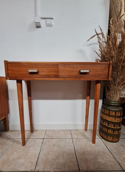 Konsola,małe biurko tekowe, skandynawski design, Szwecja lata 60,mid-c