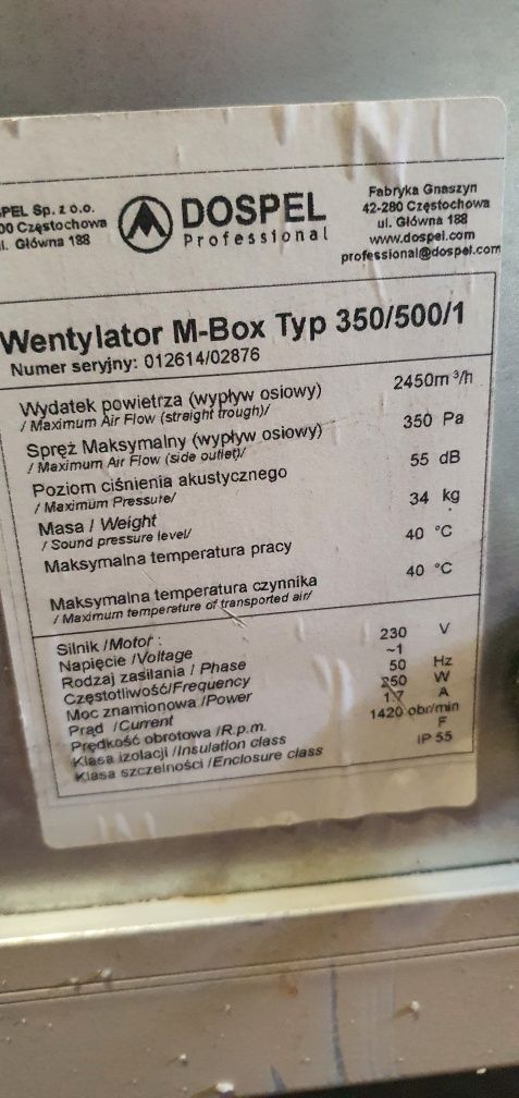 Dospel wentylator M-Box 350/500/1 wentylator kanałowy