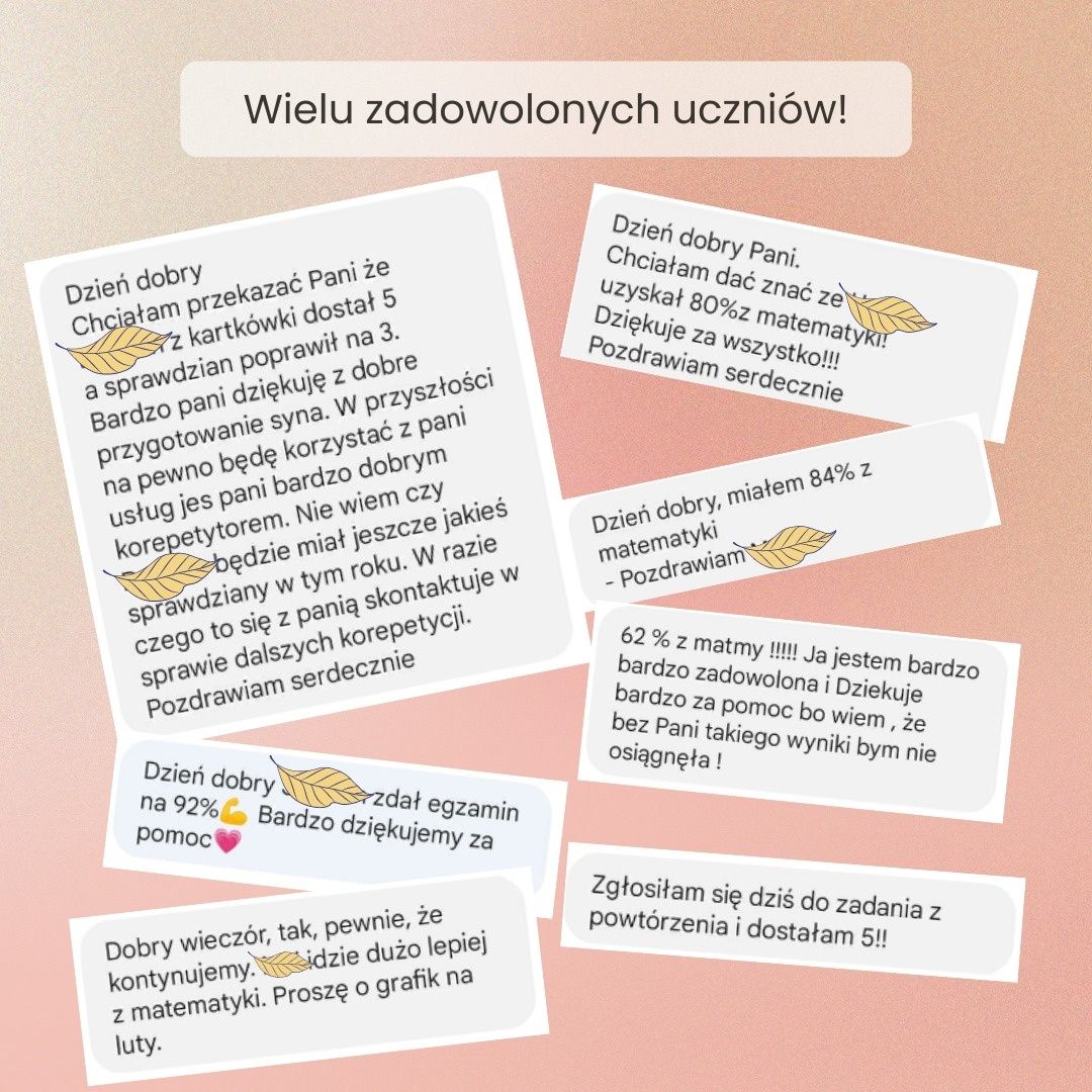 Korepetycje z matematyki Łódź lub zdalnie matura, egz 8-klasisty, stud