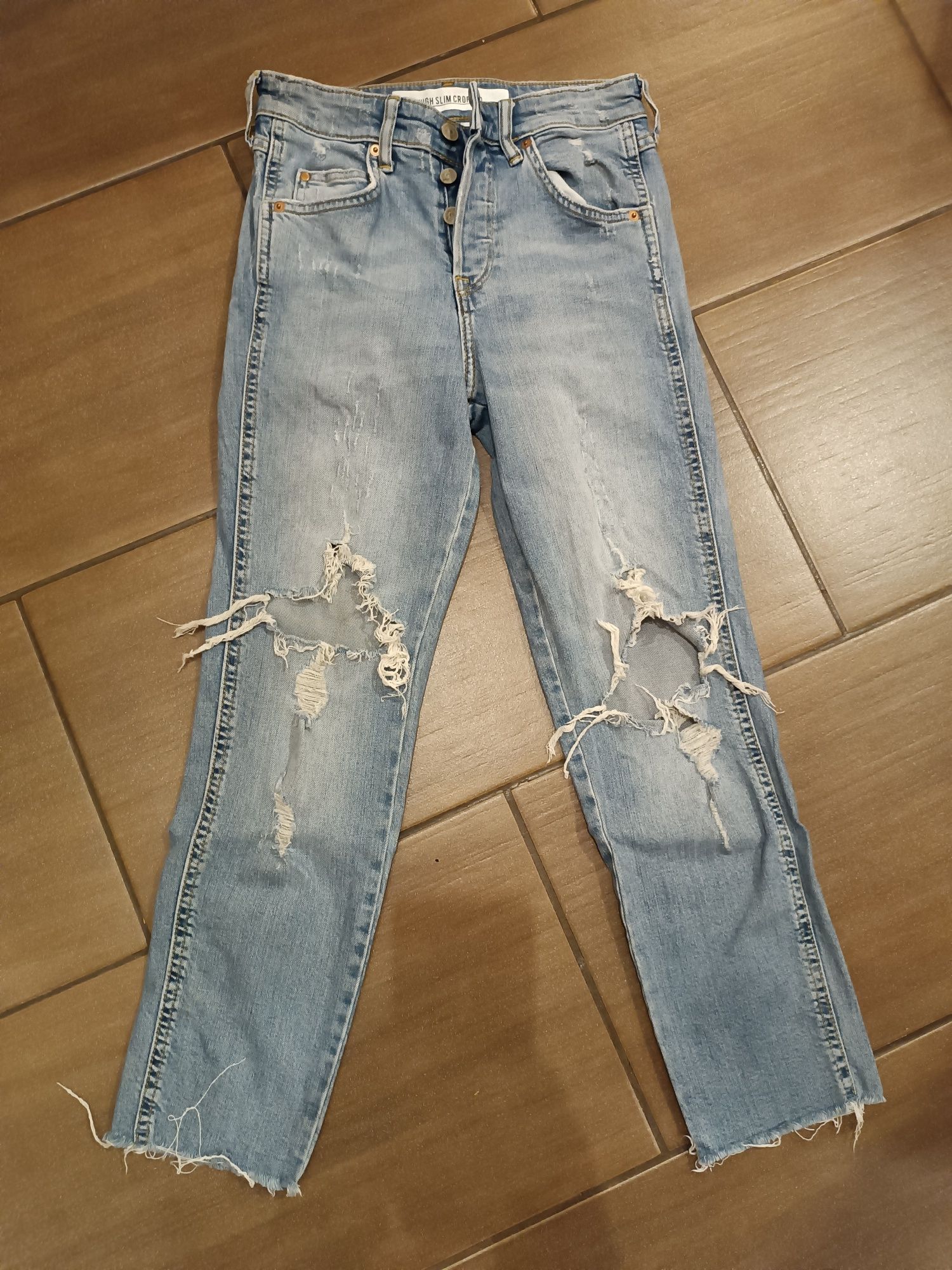 Spodnie Dżinsy H&M 34 High Slim Cropped