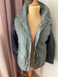 H&M Kurtka kamizelka Military rękawy skóra khaki oliwkowa zielona 44