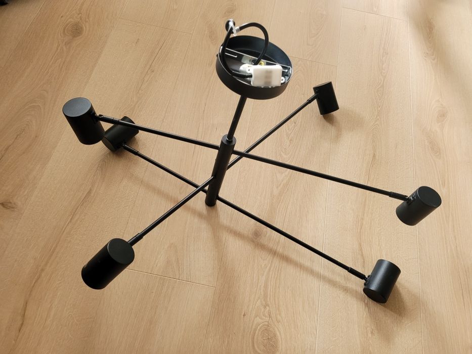Lampa loftowa czarna wisząca 6-punktowa