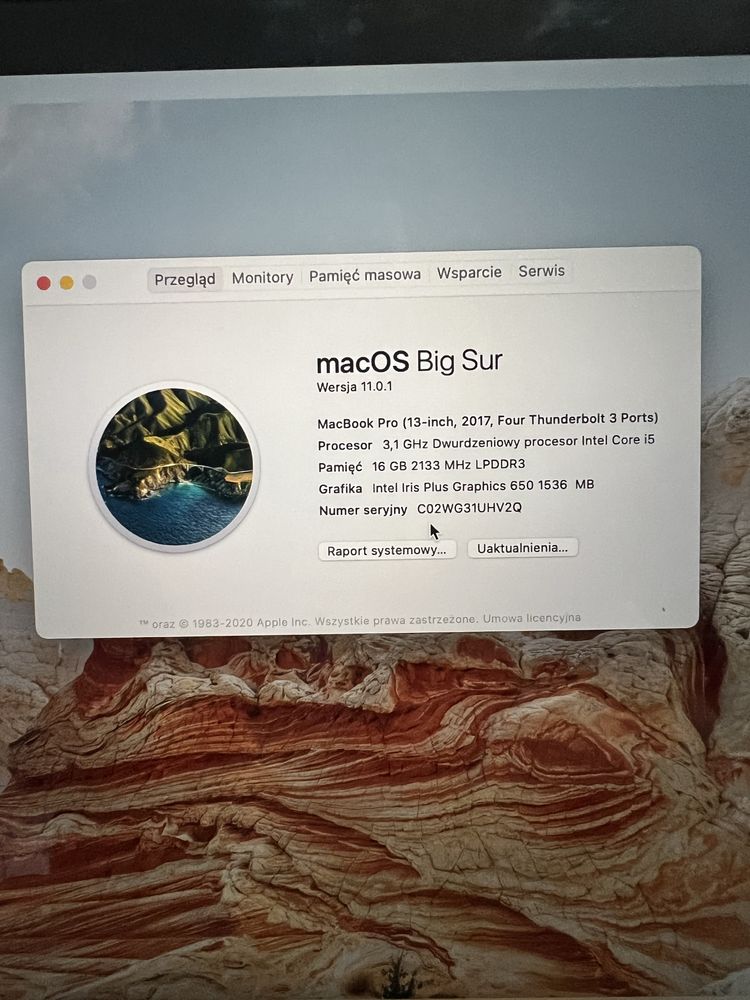 Macbook Pro 256 GB 13 Cali